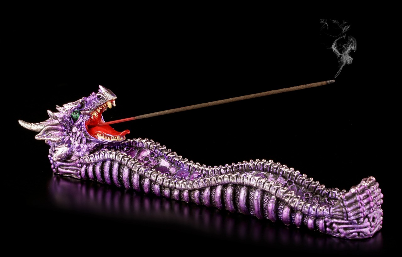 Incense Stick Holder Dragon purple - Ashes of Amethyst