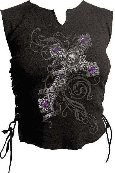 True Love - Spiral Gothic Girls Top with Cross