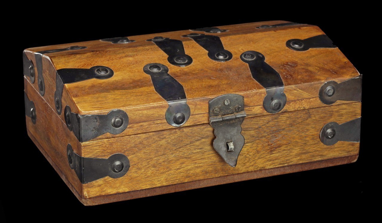 Medieval Wooden Chest - with Oval Metal Fittings