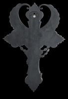 Wall Plaque - Cross with Raven Skull and Wings