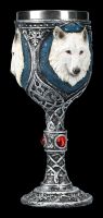 Fantasy Goblet - White Wolf with red Gemstones