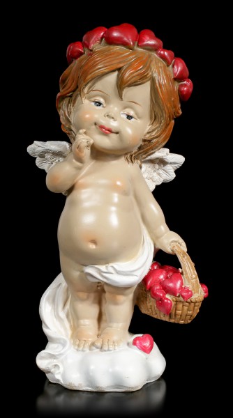 Kleiner Engel mit Blumenstrauß Putte Blumen Deko Cherub Figur 