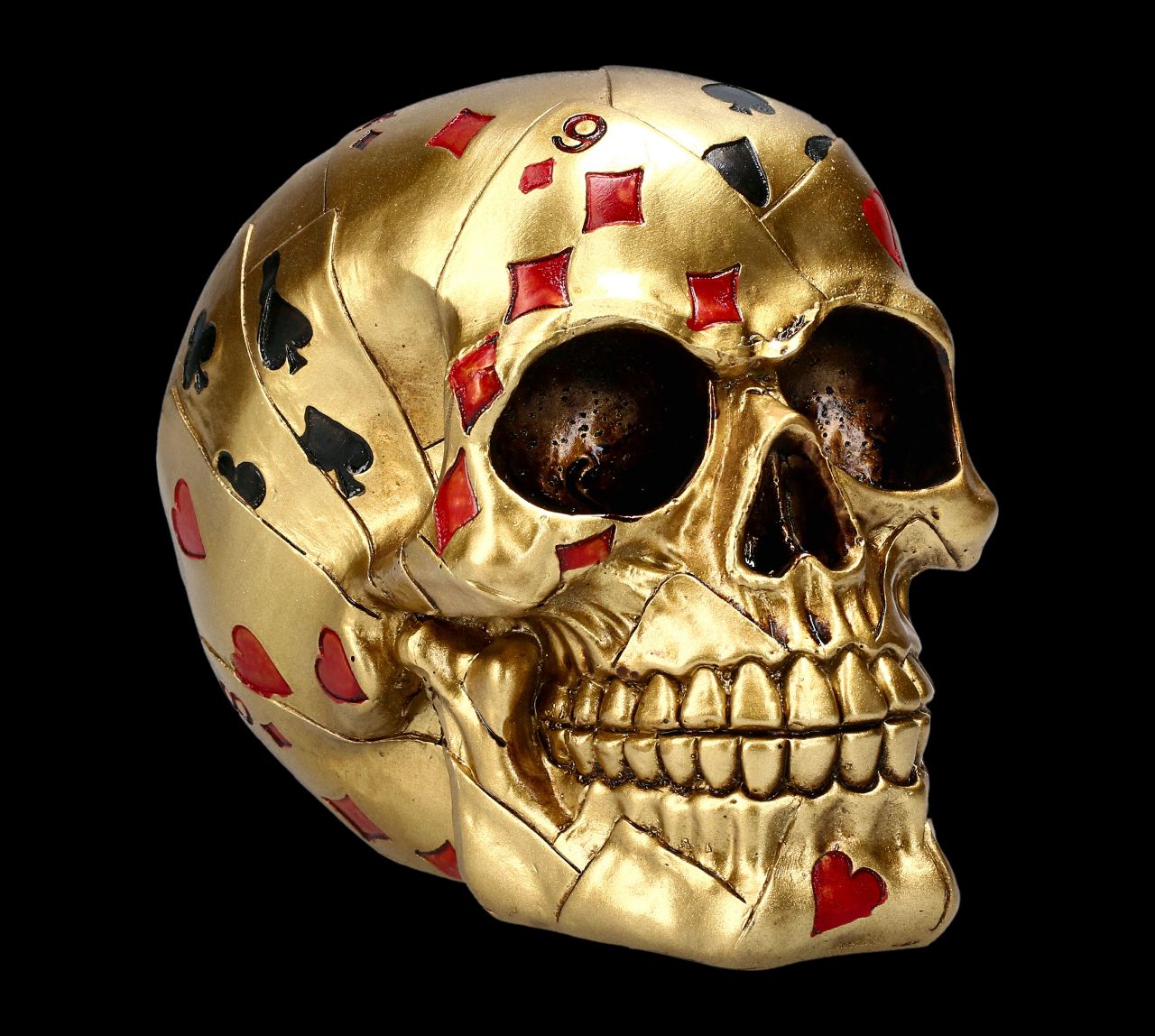 Playing Card Skull - Dead Mans Hand gold