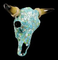Wall Ornament - Turquoise Cattle Skull with Mosaic