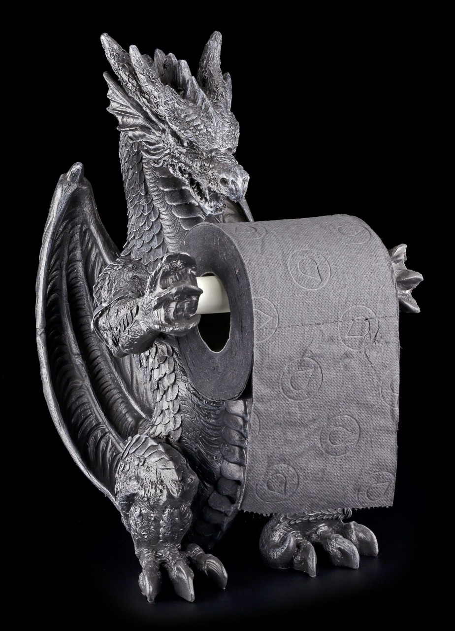 Medieval Gothic Dragon Guardian Sculptural Bathroom Toilet Tissue Holder 