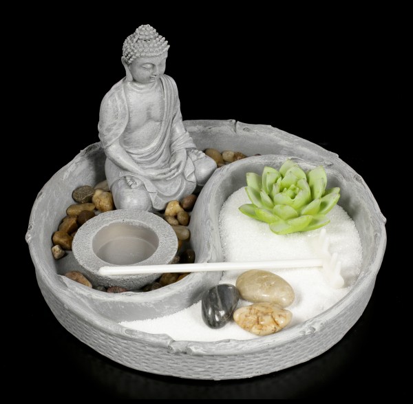 Garten mit Yoga Figur mit Kerzen Stein Sand  Nr:YH 158 Zen 