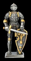 Pewter Knight Figurine holds Sword in front of Shield