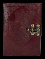 Leder Notizbuch mit Schloss - Fatima Hamsa Hand