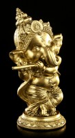 Ganesha Figur mit Flöte - goldfarben