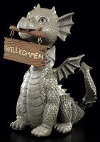 Garden Figurine - Dragon with Welcome Sign