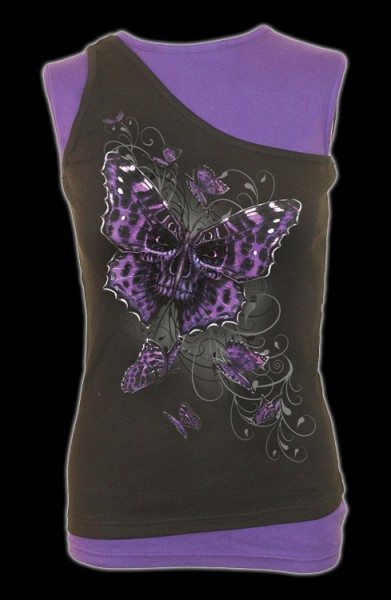 Butterfly Skull - 2in1 Ripped Shirt