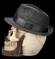 Totenkopf Figur mit Hut und Bart
