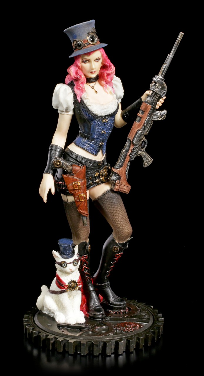 Steampunk Figur - Dame mit Maschinengewehr