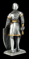 Zinn Ritter Figur mit Schwert und Pferdeschild