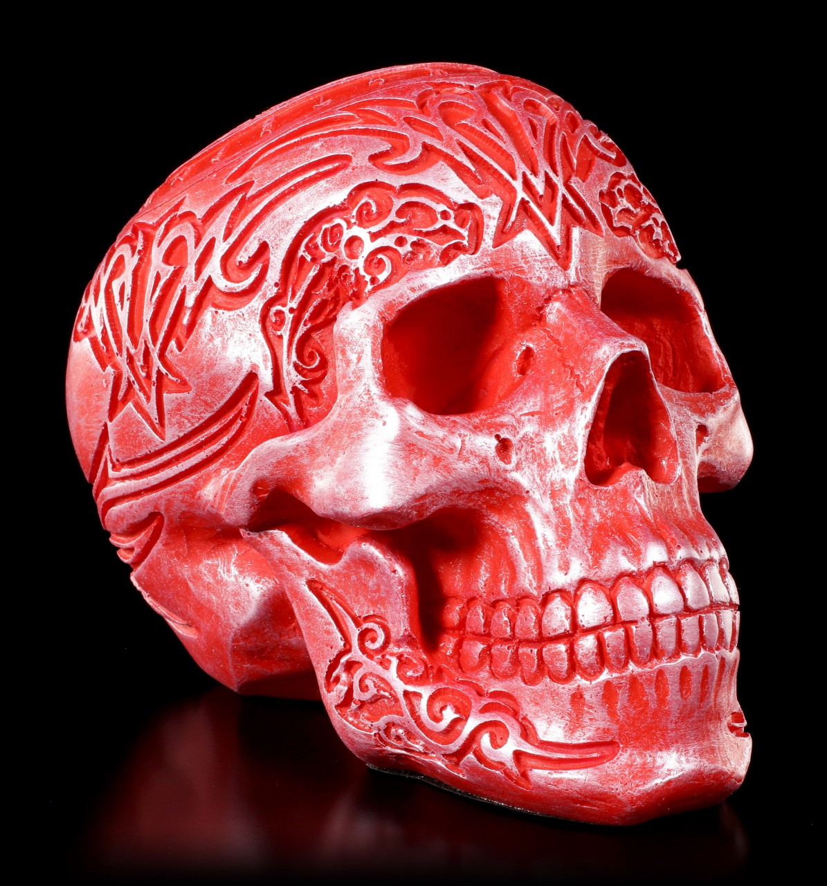 Totenkopf - Tribal Schädel rot, Bunte Totenköpfe, Totenköpfe, Figuren, Gothic-Shop