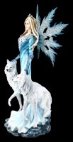 Large Fairy Figurine - Kimama with two white Wolves