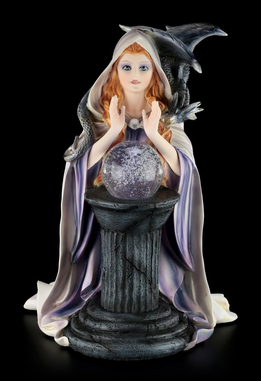 White Witch Figurine with Dragon - LED