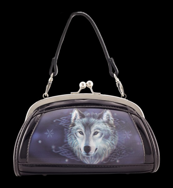 Lack Abend-Handtasche mit 3D Motiv - Wolf