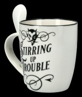 Mug with Spoon - Devil Stirring Up Trouble
