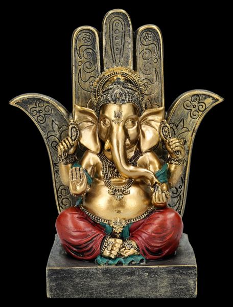 Ganesha Figur vor Hamsa Hand
