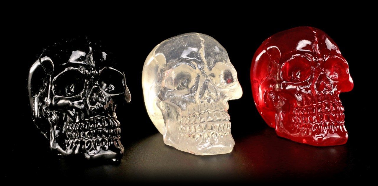 Skulls - Set of 3 in Black White Red