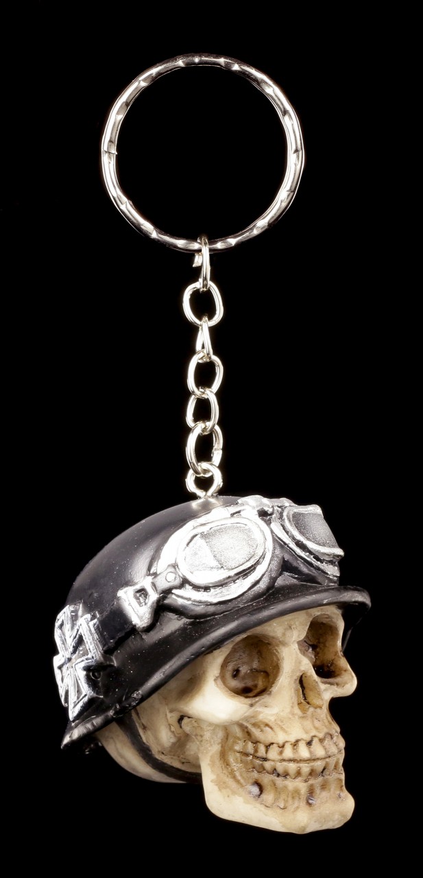 Skull Keyring - Iron Cross with Biker Helmet