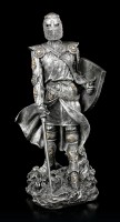 Knight Figurine with Shield and Sword - silver colored