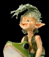 Pixie Goblin Figurine on Frog - And hopp ....!