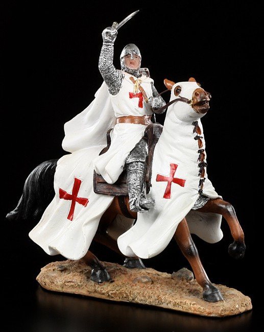 Knight Templar Figurine with Horse Fighting
