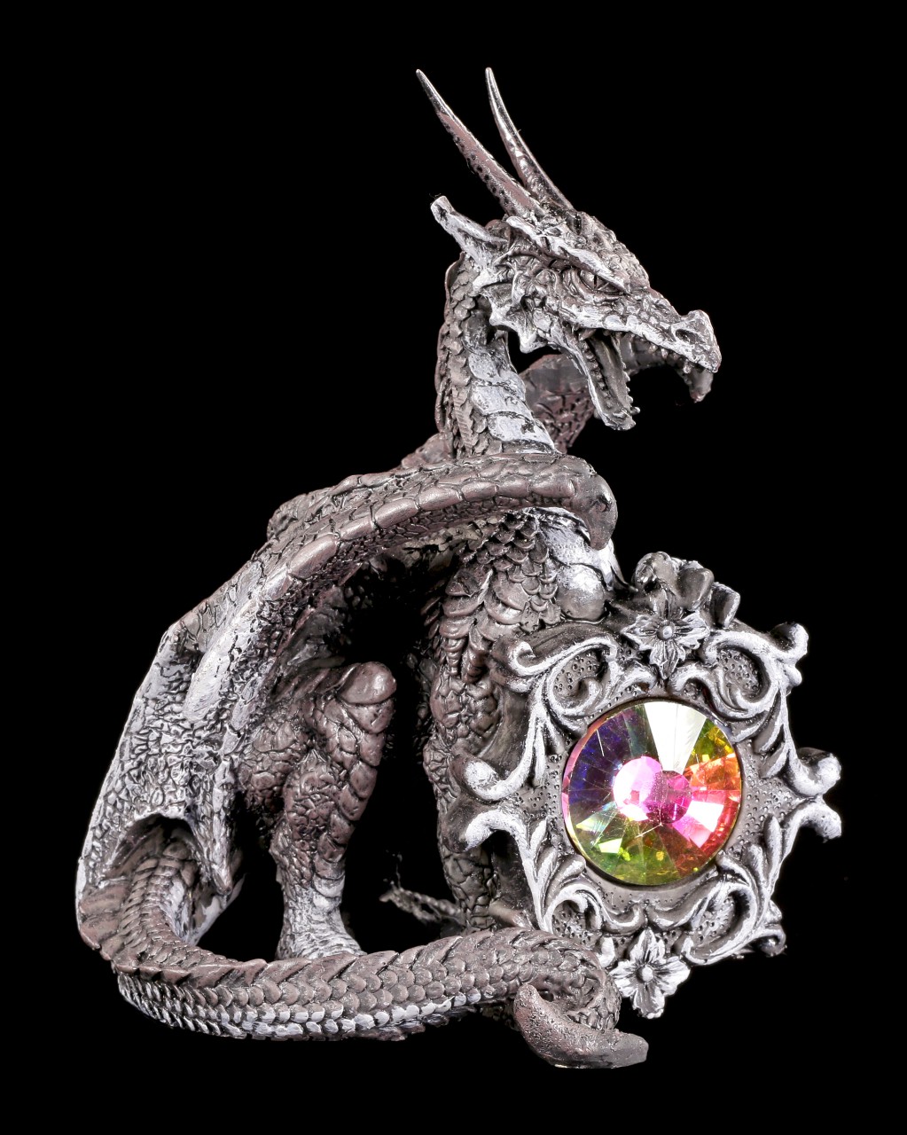Black Dragon Figurine sentinelled Crystal