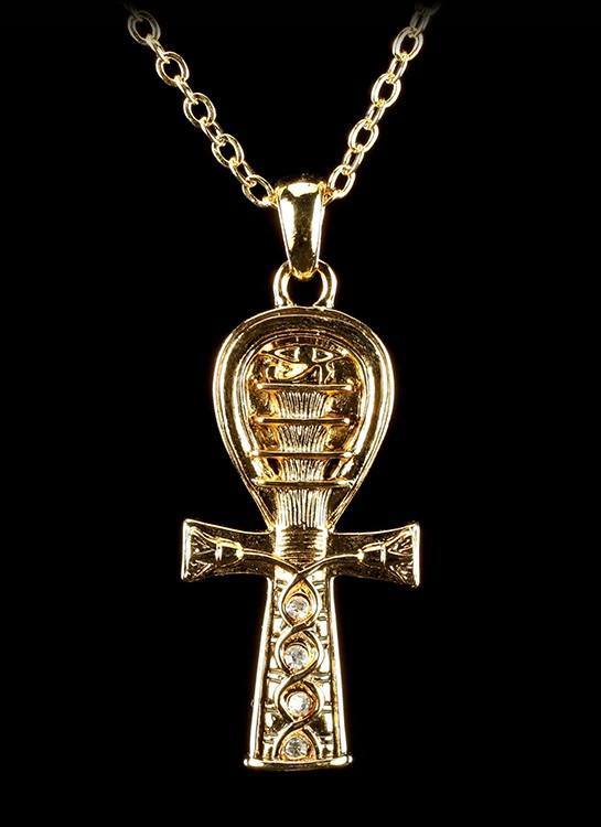 Ägyptische Halskette - Ankh mit Kristallen