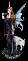 Elfen Figur - Amora mit Bogen und Wolf