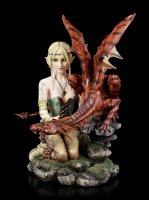 Fairy Land - Elfen Figur mit großem Drachen