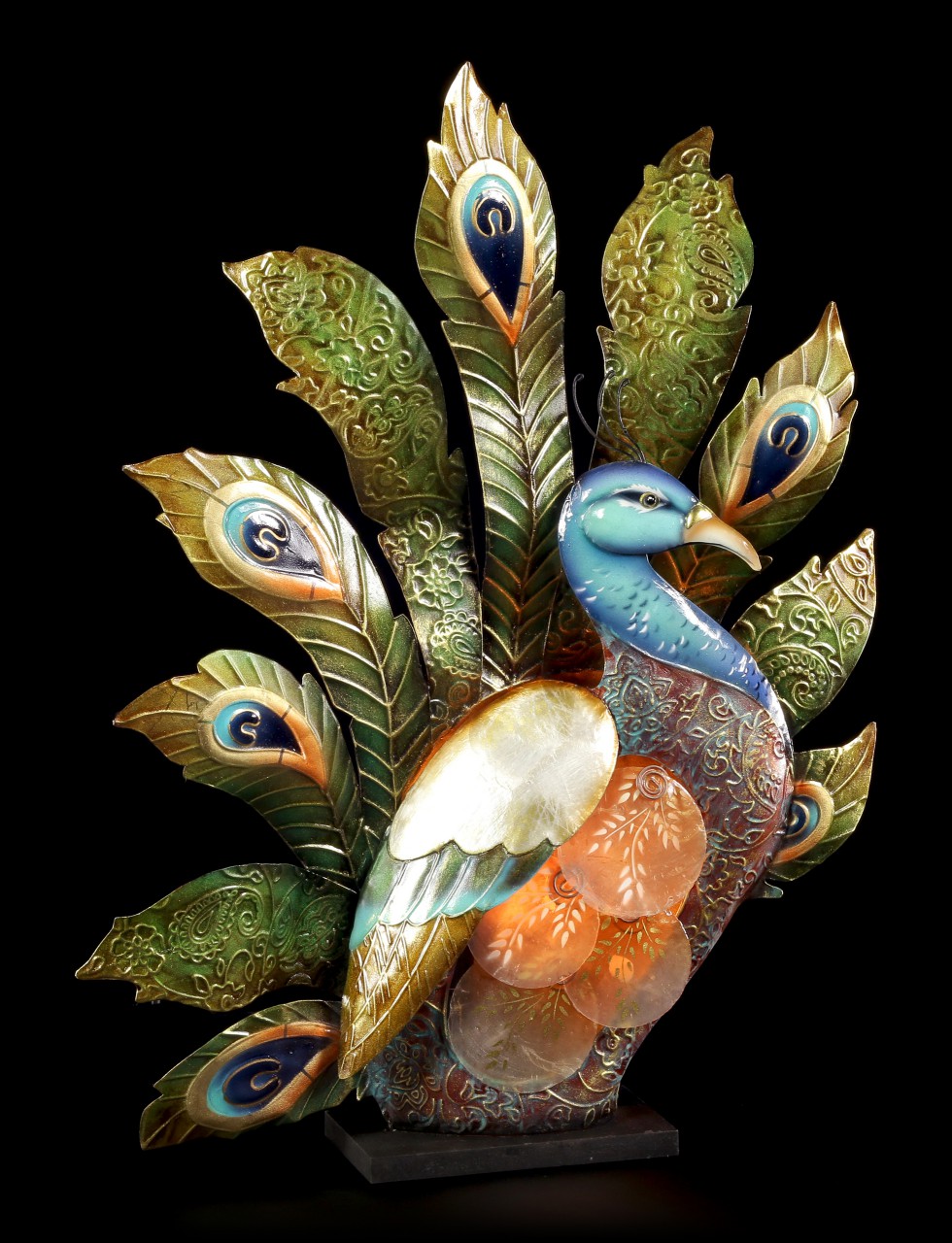 Metal Figurine - Peacock Lamp