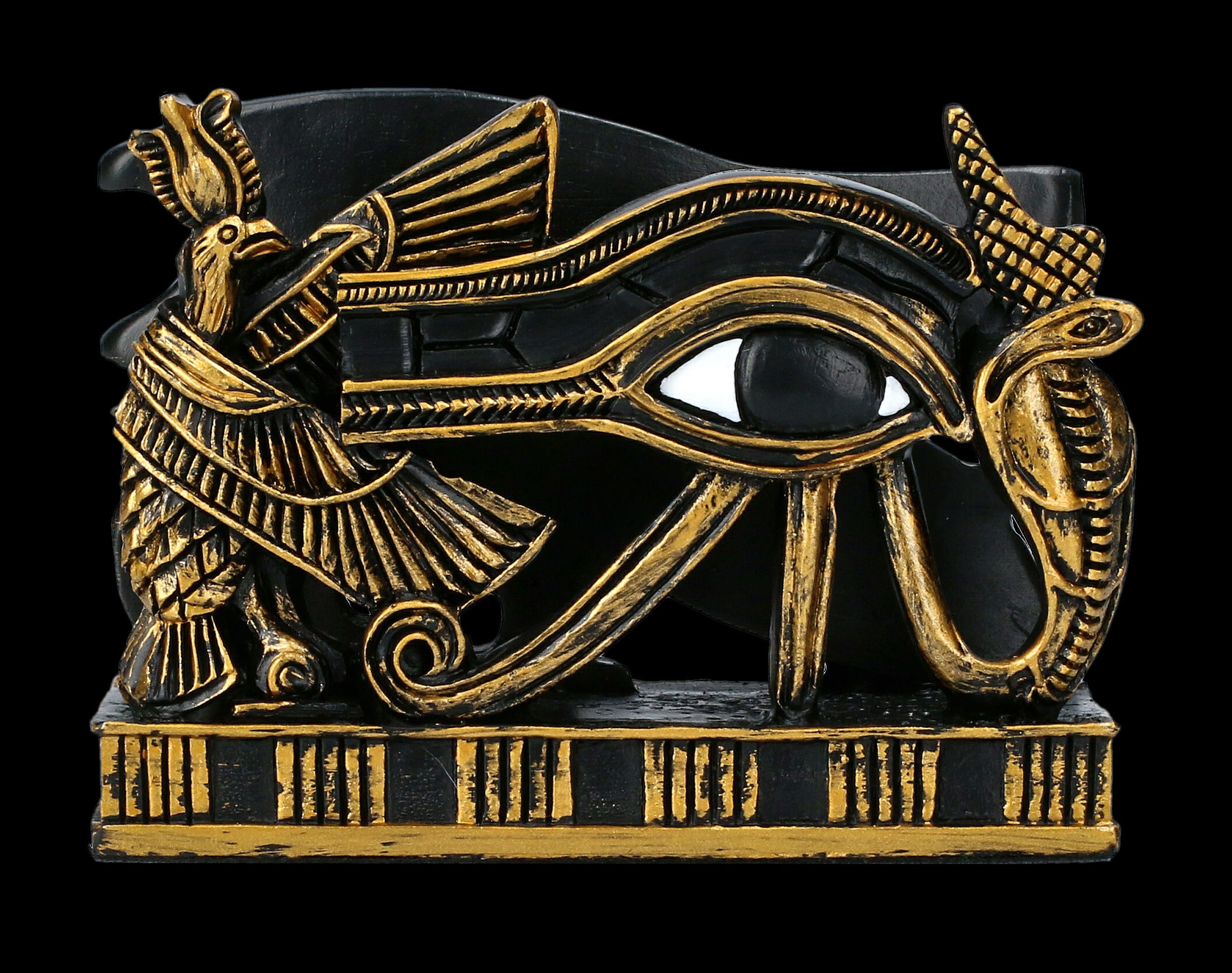 Horus schwarz-gold Ägyptische Krieger Figur Ägypten Deko Statue Gott