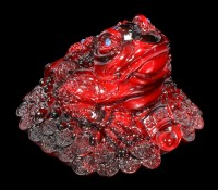 Red Money Toad Figurine with Coins