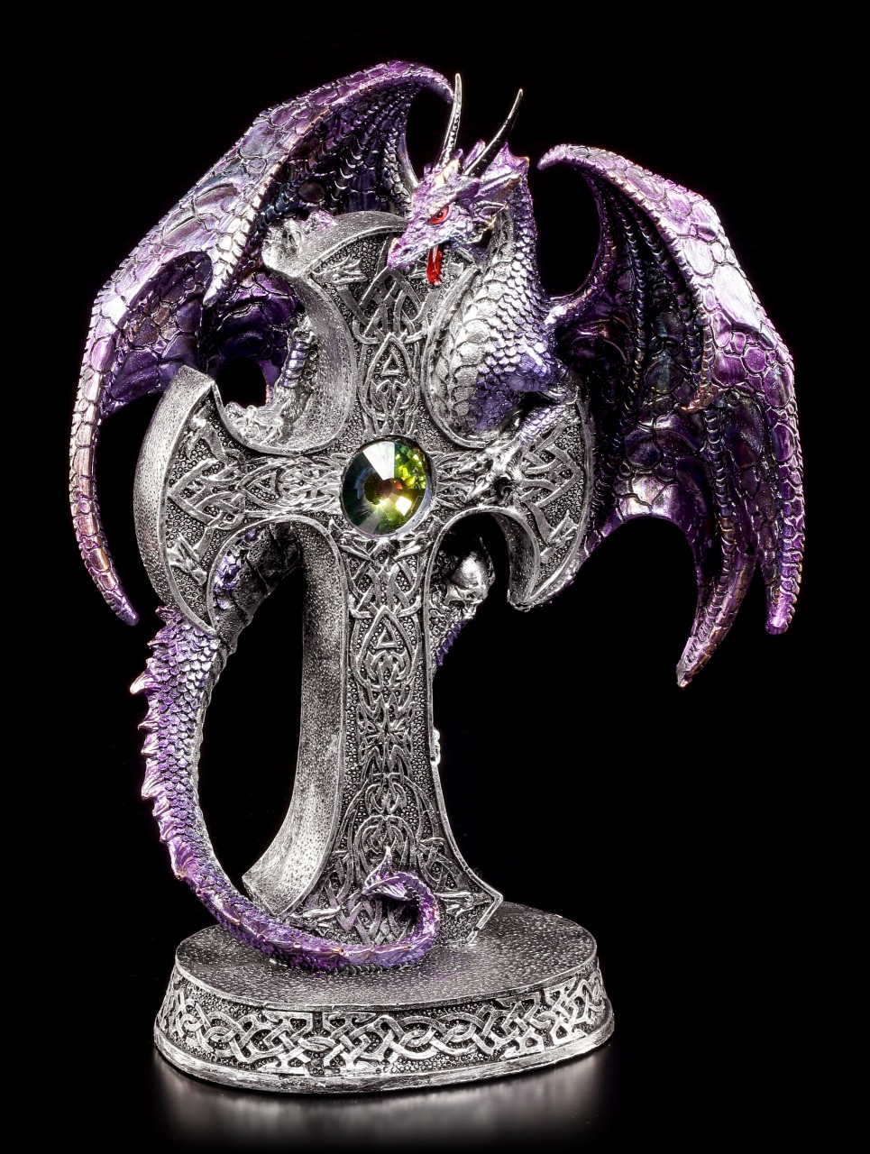 Dragon Figurine - Tiamat embraces Celtic Cross