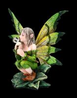 Fairy Figurine - Little Green Fairy on a Leaf