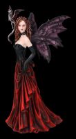 Fairy Figurine - Elowen in Gothic Dress with Dragon