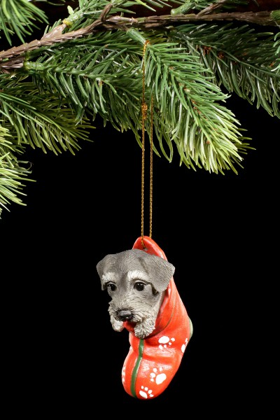 Christmas Tree Decoration Dog - Schnauzer in Stocking