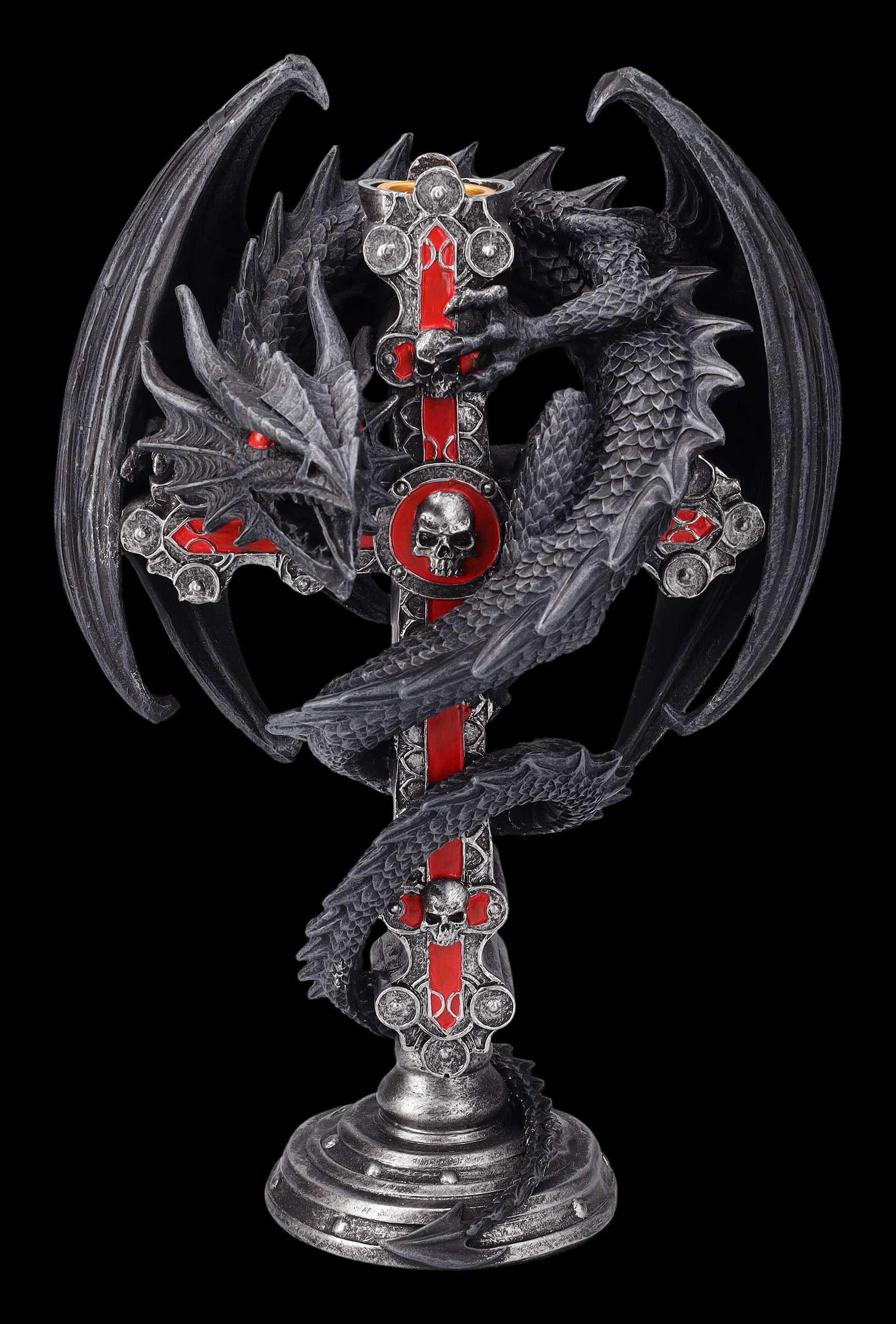 2er Set Drachen Teelichthalter Gothic Dragon Figuren 
