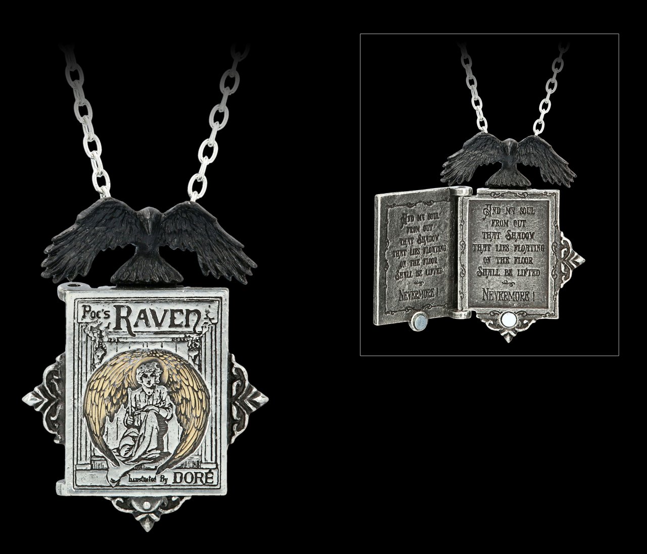 Alchemy Gothic Halskette - Poe's Raven Locket