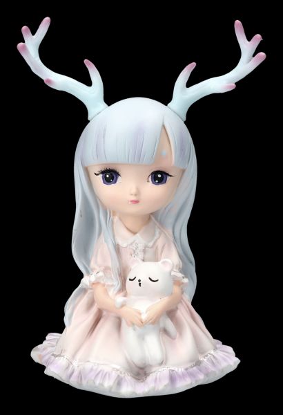 Little Fairy Figurine with Antlers and Cuddly Toy