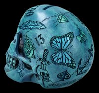 Skull - Tattoo Money Bank - blue