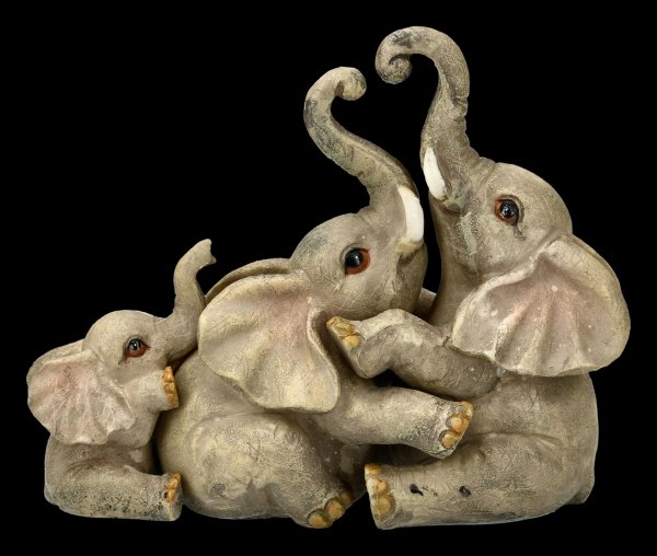 Elefanten Figur Junges sitzend mit erhobenem Rüssel Dickhäuterjunges Elefant 
