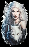 Blechschild - Magische Schönheit mit Wolf