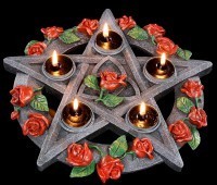 Teelichthalter - Pentagramm mit Rosen