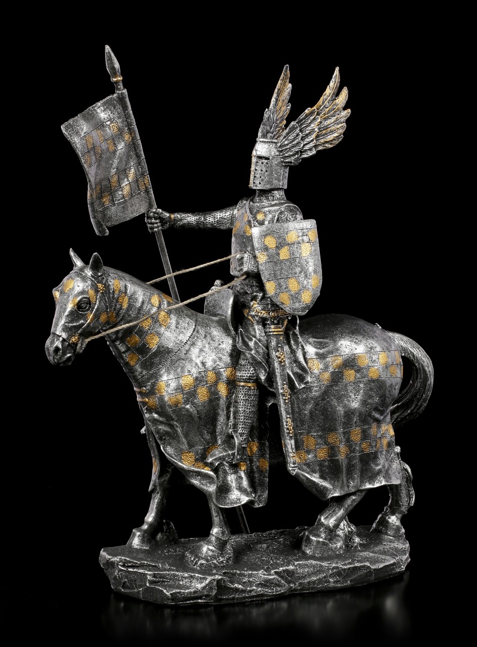 Ritter Figur auf Pferd mit Flügelhelm
