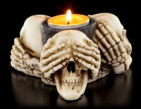 Tealight Holder - Three Wise Skulls