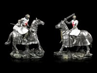 Weiße Kreuzritter Figuren zu Pferd - 2er Set